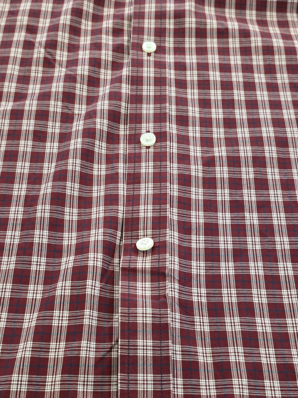 (L) Men's Banana Republic Casual Button Up Shirt Red Plaid Cotton Slim Flex Fit